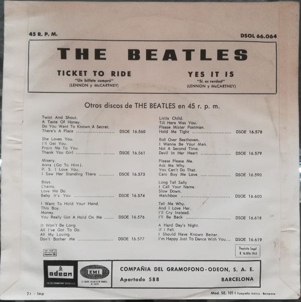 Ticket To Ride / Yes It Is