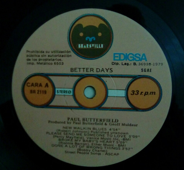 Paul Butterfield's Better Days