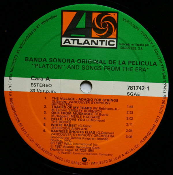Platoon (Original Motion Picture Soundtrack And Songs From The Era)