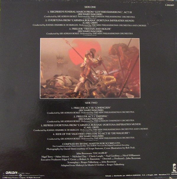Music From The Film Excalibur And Other Selections