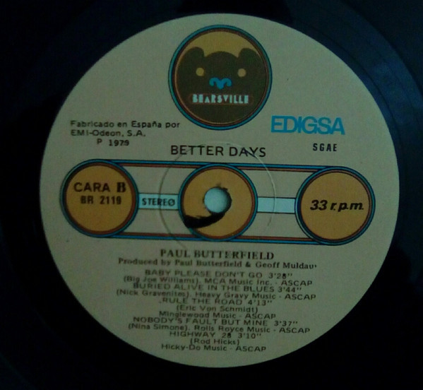 Paul Butterfield's Better Days