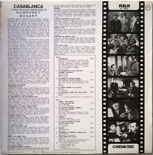 Musica de "Casablanca" Y Otras Peliculas Importantes De Humphrey Bogart
