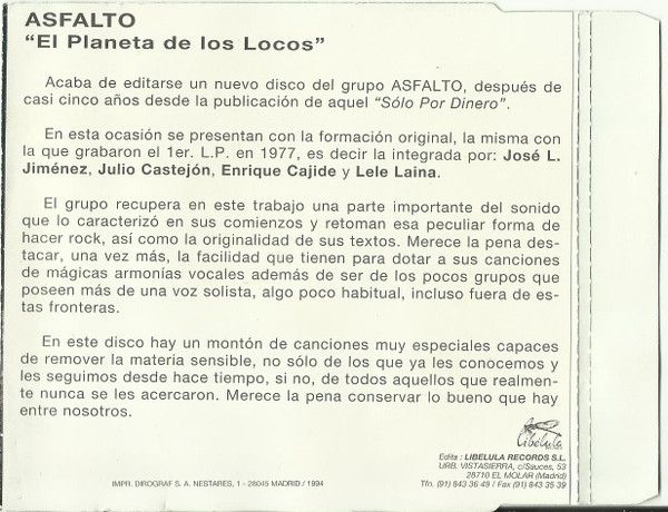 Temas Extraídos Del LP "El Planeta De Los Locos"