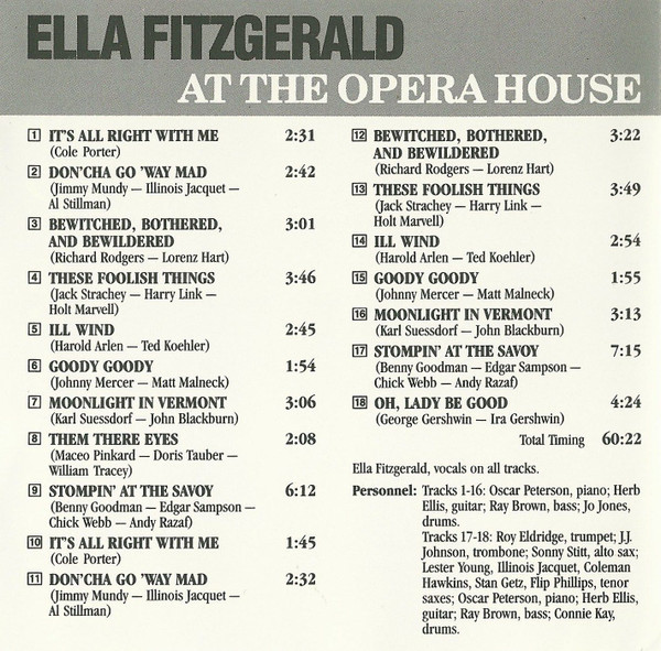 Ella Fitzgerald At The Opera House