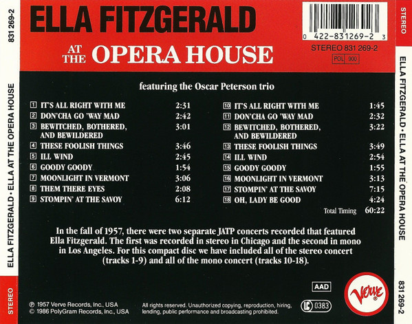 Ella Fitzgerald At The Opera House