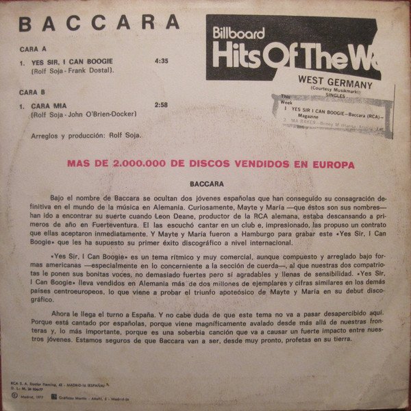 Yes Sir, I Can Boogie / Cara Mia